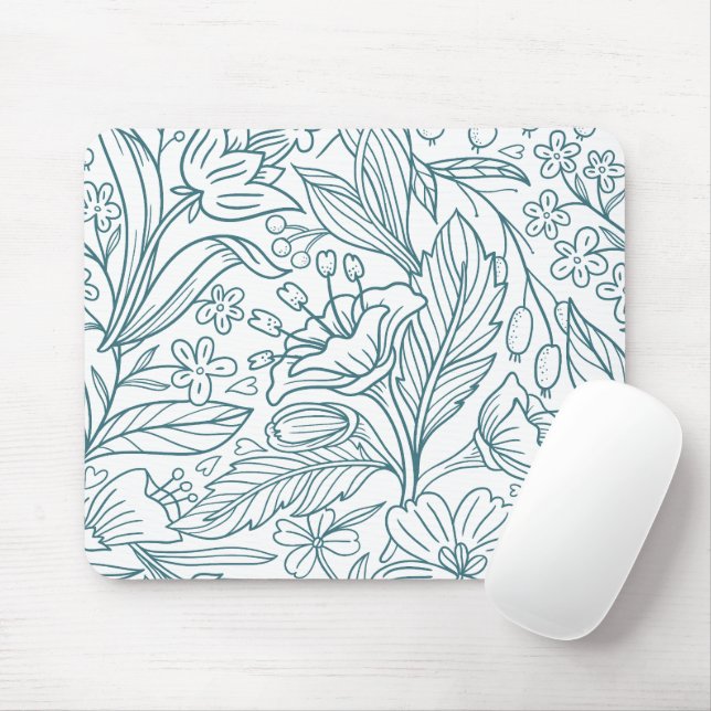 Tapis De Souris Feuilles de fleurs d'hibiscus simples et élégantes (Avec souris)