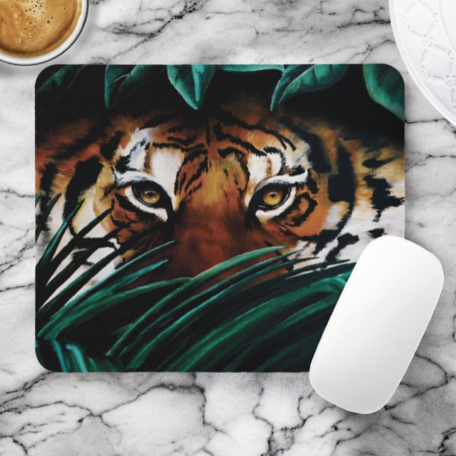 Tapis De Souris Feuilles de la jungle verte de Tiger (Créateur téléchargé)