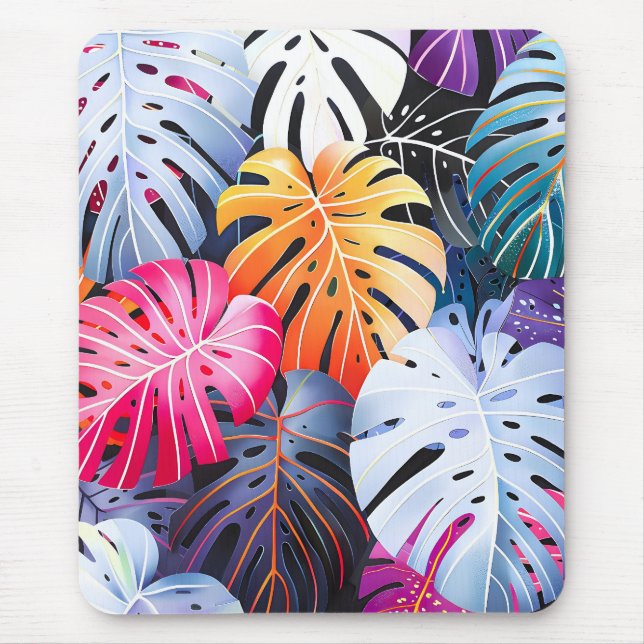 Tapis De Souris Feuilles de la Monstera d'été tropicale (Devant)