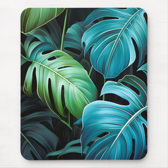 Tapis De Souris Feuilles de Monstera Botanique Feuillage Jungle Tr (Devant)