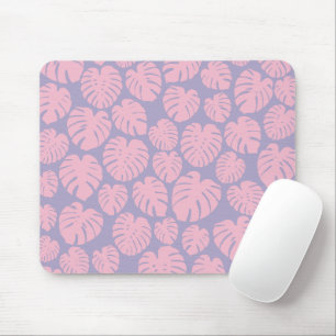 Tapis De Souris Feuilles de Monstera rose et lilas