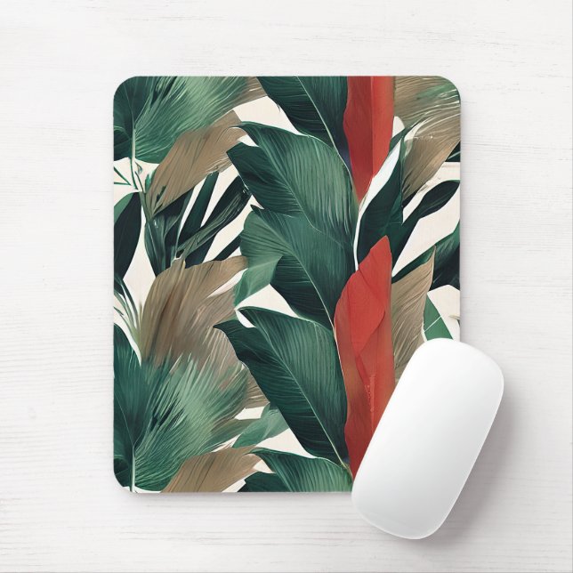 Tapis De Souris Feuilles de palme dans les tons muets (Avec souris)