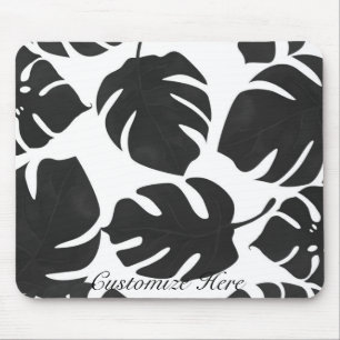 Tapis De Souris Feuilles de palmier tropical noir Été chic glamour