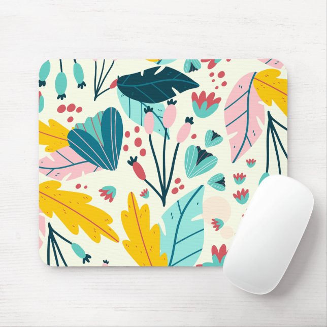 Tapis De Souris Feuilles d'été tropicaux (Avec souris)