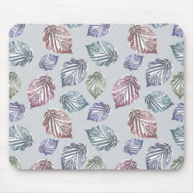 Tapis De Souris Feuilles d'open work sur un arrière - plan gris cl (Devant)