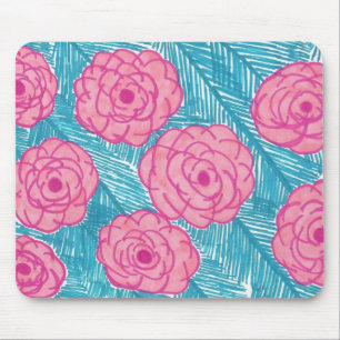 Tapis De Souris Feuilles et fleurs de palmiers tropicaux