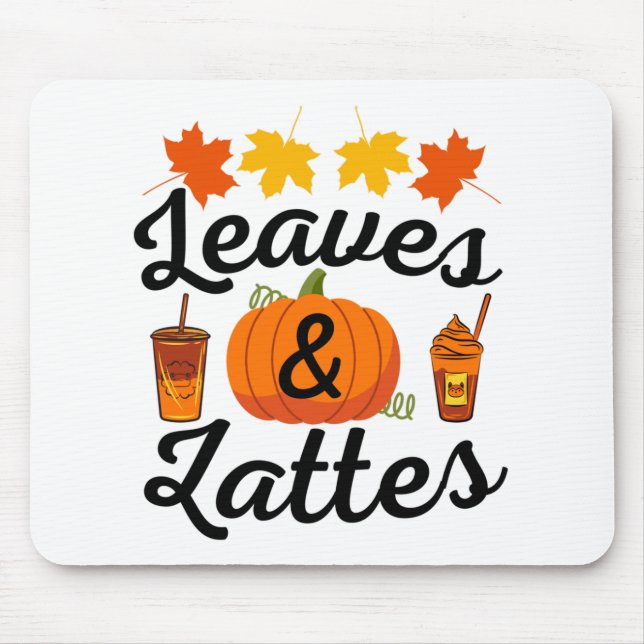 Tapis De Souris Feuilles Et Latte Automne (Devant)