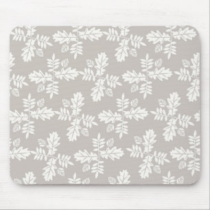 Tapis De Souris Feuilles gris blanc Vintage ligne Motif feuille