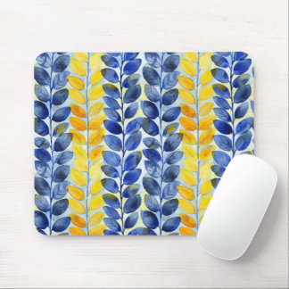 Tapis De Souris Feuilles jaune et bleu