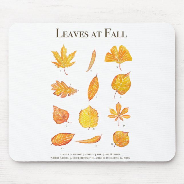 Tapis De Souris feuilles jaunes à la collection automne (Devant)