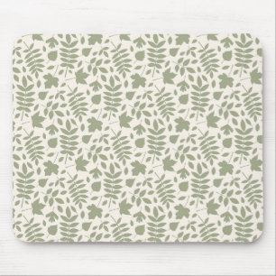 Tapis De Souris Feuilles tombés Rpt Motif Vert sur la crème