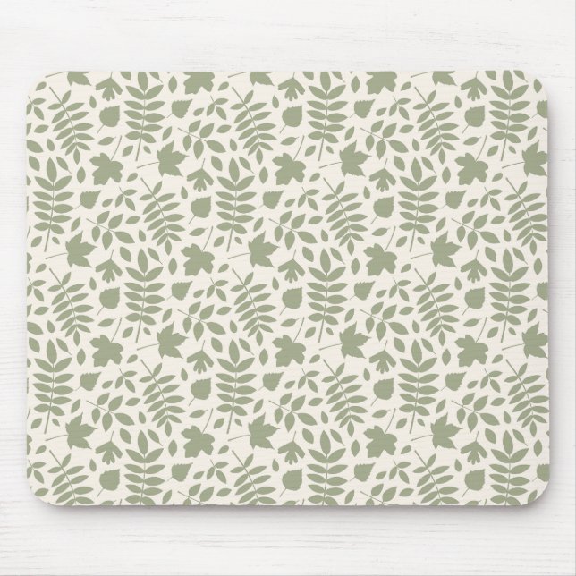 Tapis De Souris Feuilles tombés Rpt Motif Vert sur la crème (Devant)