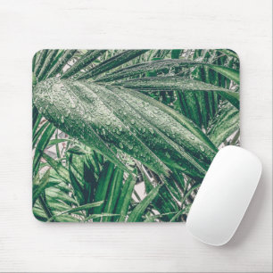 Tapis De Souris Feuilles tropicaux avec Raindrops