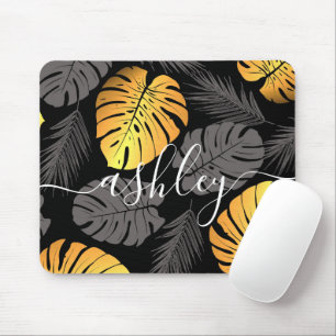 Tapis De Souris Feuilles tropicaux d'or