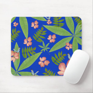 Tapis De Souris Feuilles tropicaux en bleu