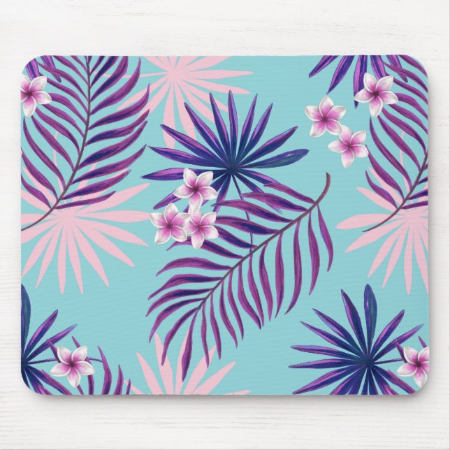 Tapis De Souris Feuilles tropicaux et fleurs 2 (Devant)