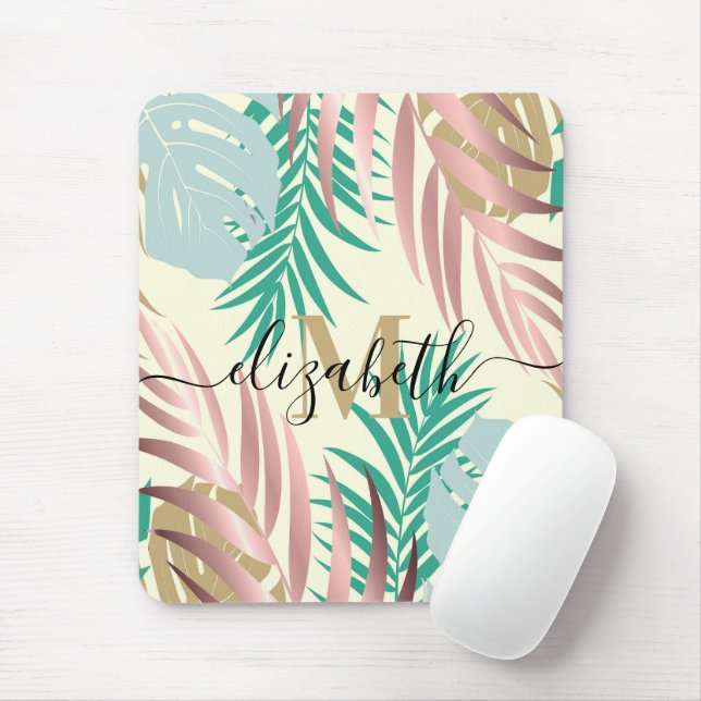 Tapis De Souris Feuilles tropicaux mignons (Avec souris)