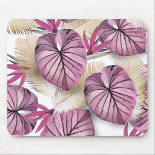 Tapis De Souris Feuilles tropicaux rose