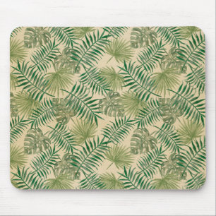 Tapis De Souris Feuilles vertes crème tropicales