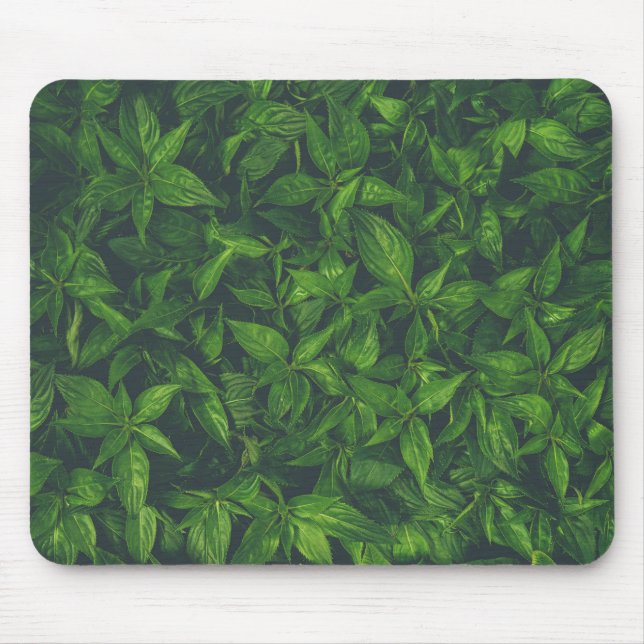 Tapis De Souris Feuilles Vertes Foncées  (Devant)