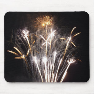 Tapis De Souris Feux d'artifice blancs et or II Célébration patrio