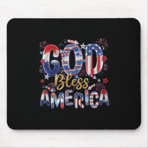 Tapis De Souris Feux d'artifice Dieu bénisse l'Amérique Patriotiqu