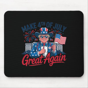 Tapis De Souris Feux d'artifice Drôle Trump Patriotique Américain
