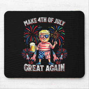 Tapis De Souris Feux d'artifice Drôle Trump Patriotique Américain