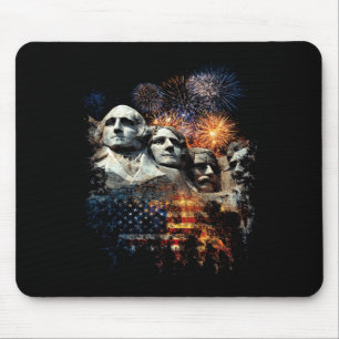 Tapis De Souris Feux d'artifice du 4 juillet Mont Rushmore Hommes