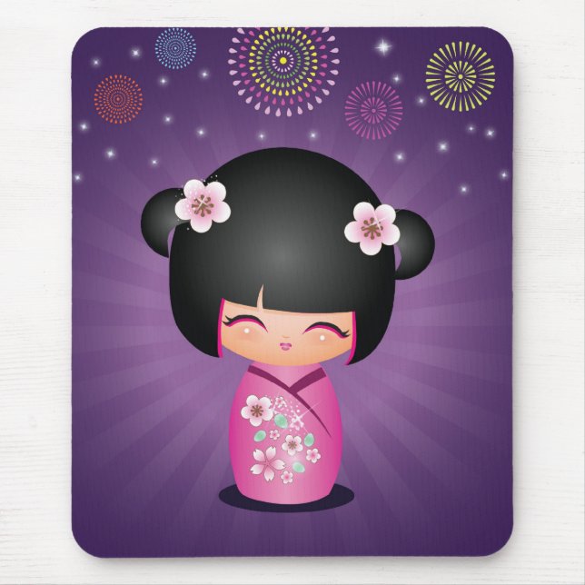 Tapis De Souris Feux d'artifice Mousepad de Kokeshi Cutie (Devant)