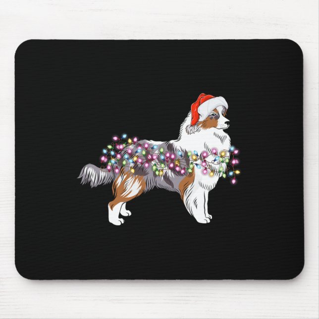 Tapis De Souris Feux de Noël Berger Australien Chien mignonne (Devant)