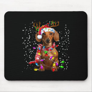 Tapis De Souris Feux de Noël Dachshund Chien Santa Hat Écarf Pour