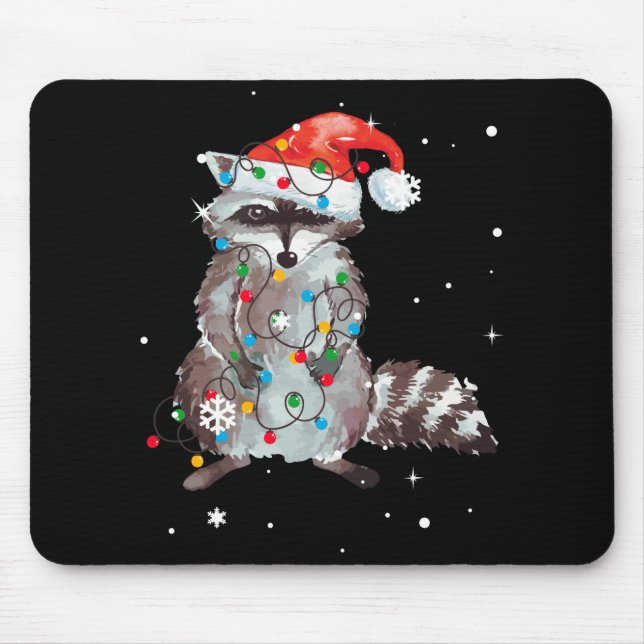 Tapis De Souris Feux de Noël Raccoon Pajama Racoon Lover (Devant)