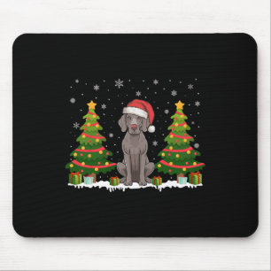 Tapis De Souris Feux de Noël Weimaraner Chien Santa Hat Noël