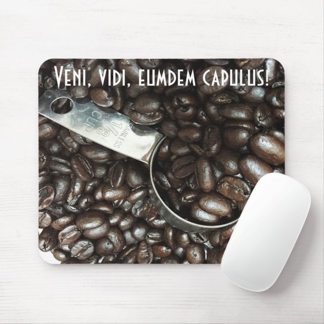 Tapis De Souris Fèves de café rôties avec Scoop en argent Photo (Avec souris)