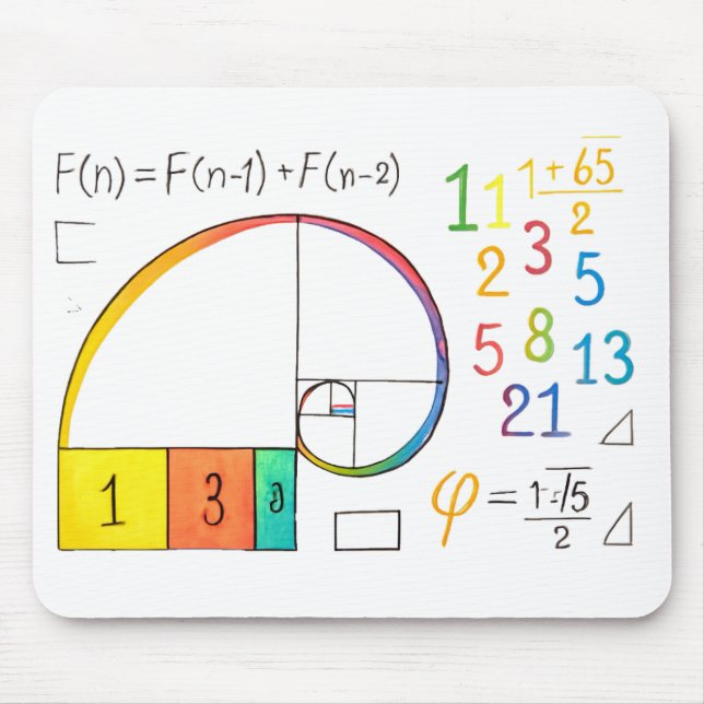 Tapis De Souris Fibonacci Spiral Math Mousepad (Devant)