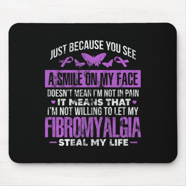 Tapis De Souris Fibromyalgie Fibro Warrior Purple Ribbon Papillon (Devant)