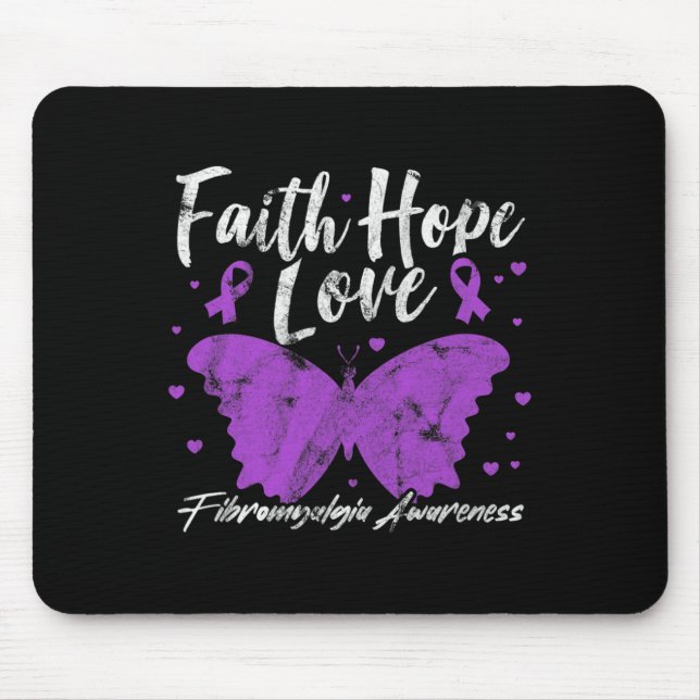 Tapis De Souris Fibromyalgie Sensibilisation au papillon violet Fi (Devant)