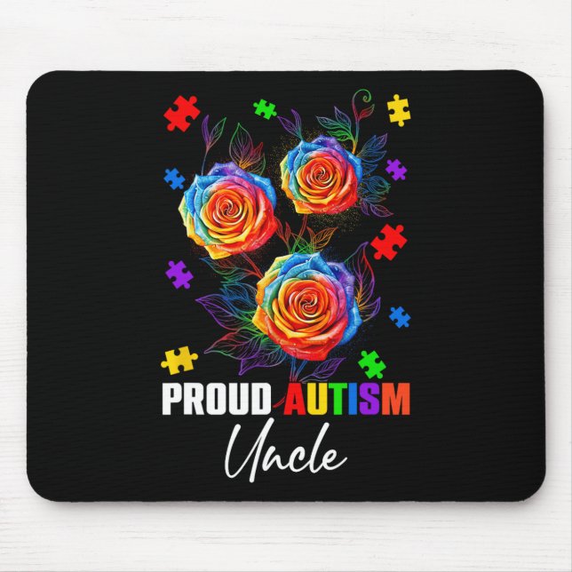 Tapis De Souris Fier Autisme Oncle Rose Fleurs Et Puzzles Autisme (Devant)