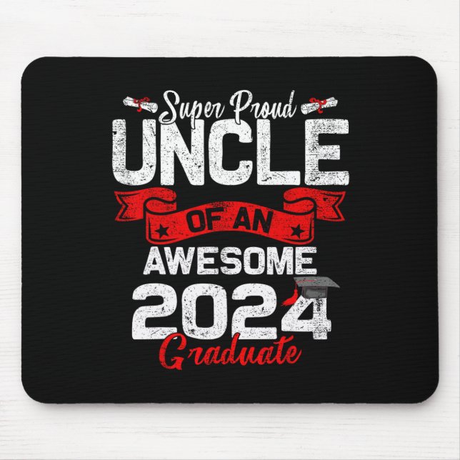 Tapis De Souris Fier Oncle D'Un Diplômé De 24 Ans De 2024 (Devant)