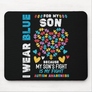 Tapis De Souris Fier papa autiste, je porte le bleu pour mon fils