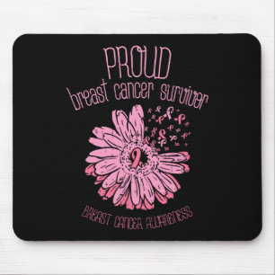 Tapis De Souris Fier Survivant Daisy Pink Breast Cancer Sensibilis