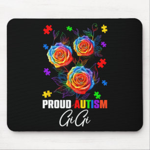 Tapis De Souris Fière Autisme Gigi Fleurs Roses Et Puzzles Autisme