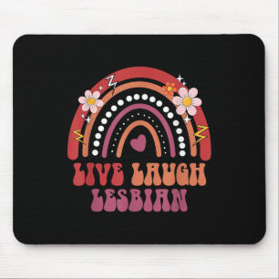 Tapis De Souris Fière Fierté Lesbienne Live Rigole Rétro Groovy Fi
