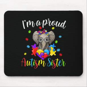 Tapis De Souris Fière Soeur Sensibilisation sur l'autisme Cute Ele