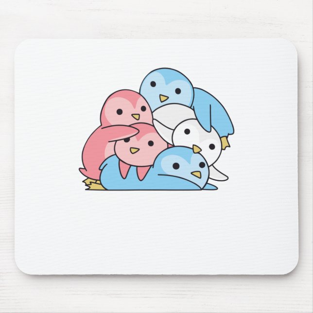 Tapis De Souris Fierté Drapeau Transgenre Lgbtq Cute Penguin (Devant)