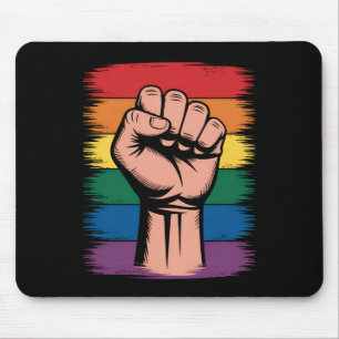 Tapis De Souris Fierté du poing levé arc-en-ciel LGBTQ soutien dro