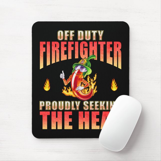 Tapis De Souris Fiery Red Volunteer Firefighter Chili Vertical (Avec souris)