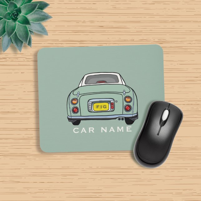 Tapis De Souris Figarines Emerald Green Figaro Nom de voiture Mono (Love emerald green figaros and need a mouse mat? Add your name to this one!)