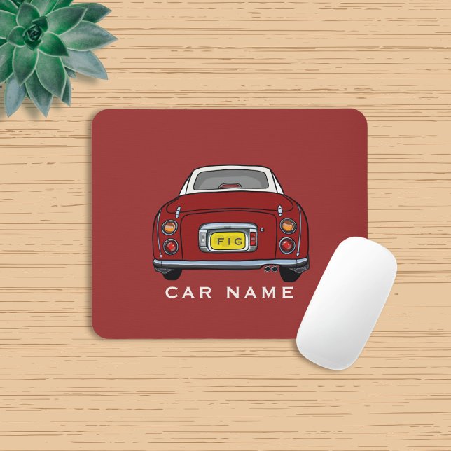 Tapis De Souris Figarines Nom Jote Rouge Figaro Voiture Monogramme (Love red figaros and need a mouse mat? Add your name to this one!)
